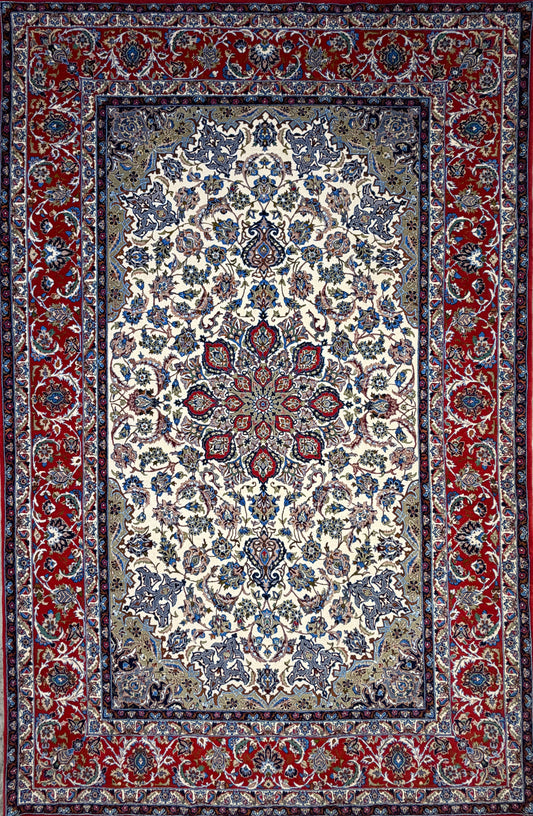 Hand-Knotted Persian Isfahan Rug - 5’x8’