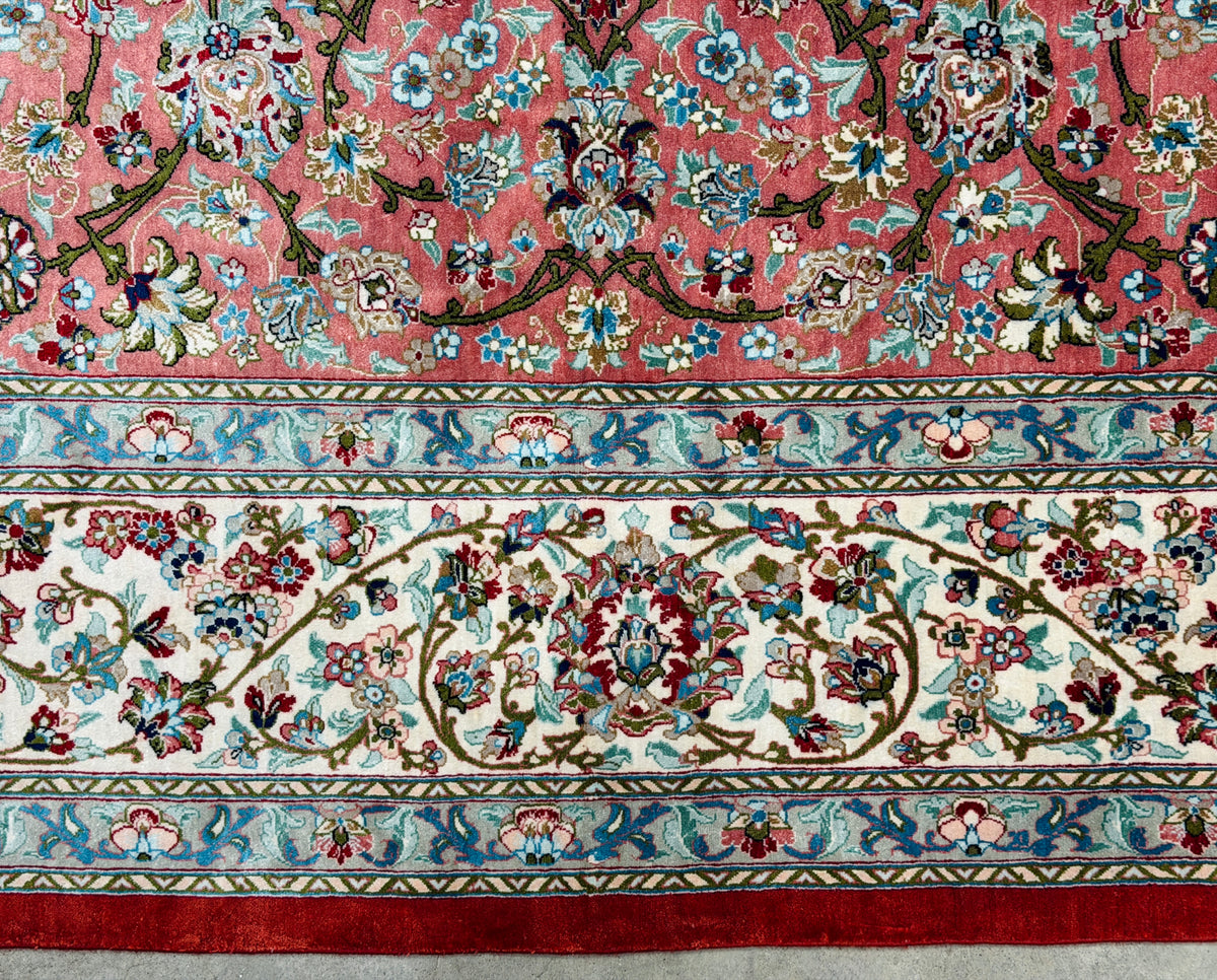 Luxurious Hand-Knotted 100% Silk Persian Qum Rug - 6'5"x9'5"