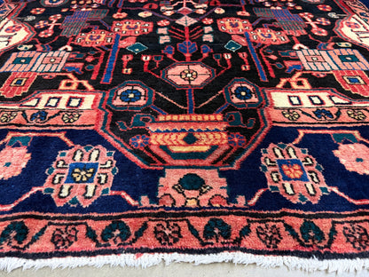 5’6”x8’6” Vintage Hand-Knotted Wool Nahavand Persian Rug 5x8 Handmade Tribal Carpet