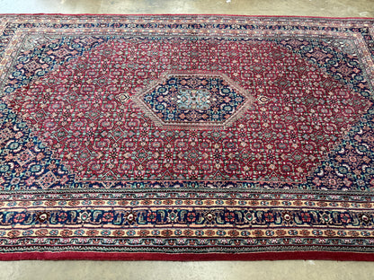 6’x9’ Fine Hand-Knotted Wool IndoBidjar Persian Rug 6x9 Burgundy All-Over Handmade Carpet