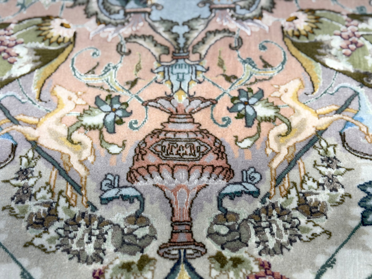 Hand-Knotted 60 Raj Persian Tabriz Rug - 6'8"x10'