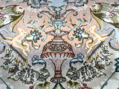 Hand-Knotted 60 Raj Persian Tabriz Rug - 6'8"x10'
