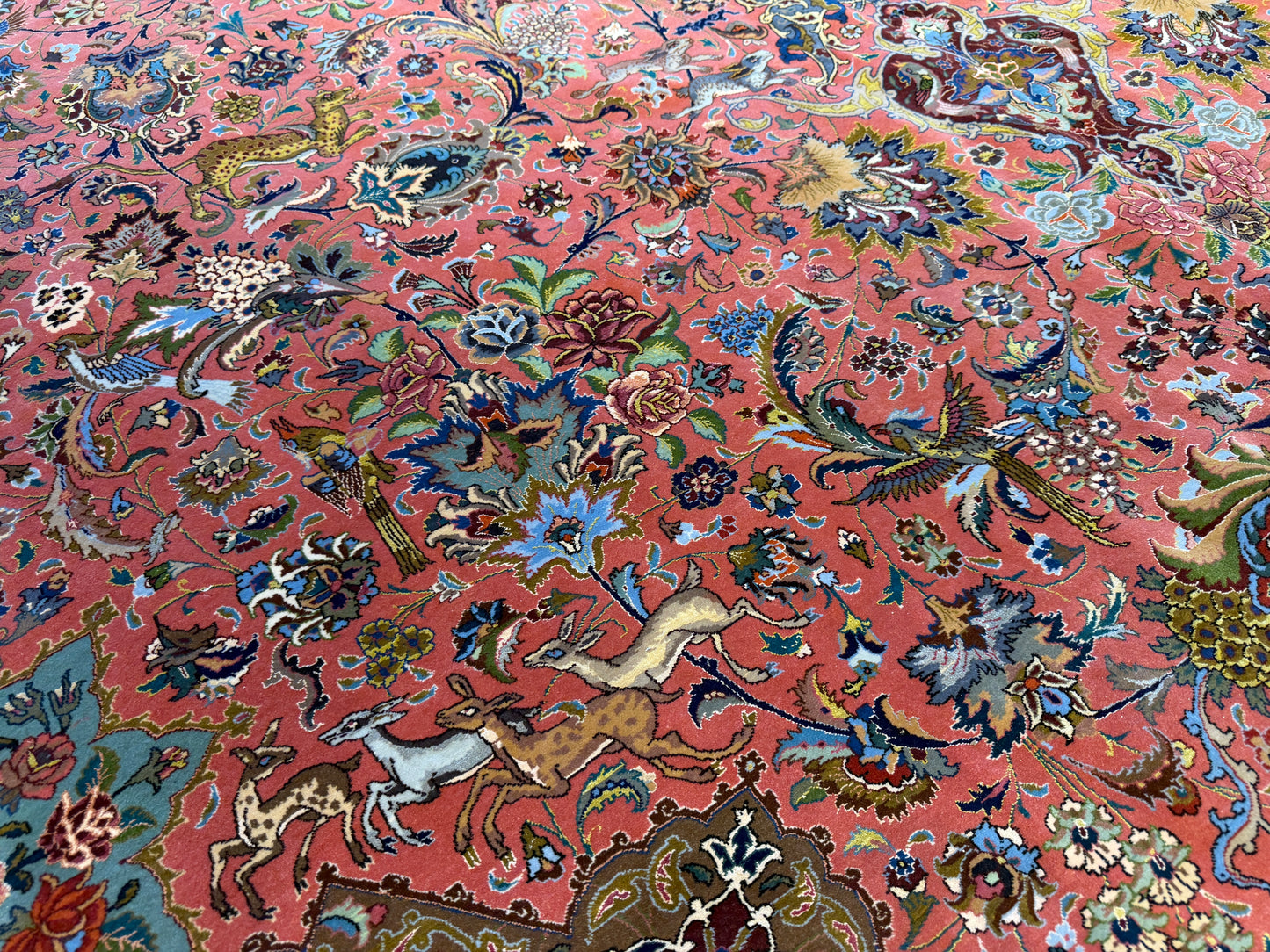 11’7”x17’2” Very Fine Hand-Knotted Signed Persian Tabriz Pictorial Area Rug
