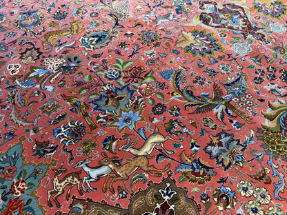 11’7”x17’2” Very Fine Hand-Knotted Signed Persian Tabriz Pictorial Area Rug