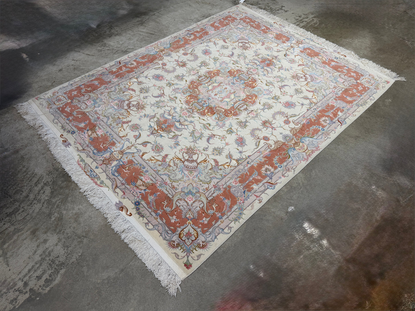 Hand-Knotted Persian Tabriz 60 Raj Rug - Signed Orouji - 5'x6'8"