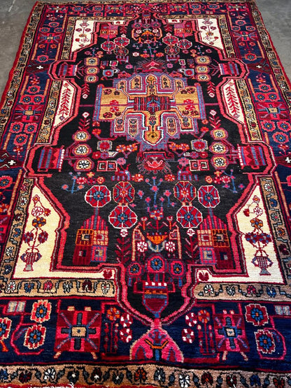 5'3"x8'1" Handmade 100% Wool Persian Nahavand Rug
