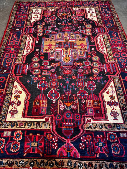 5'3"x8'1" Handmade 100% Wool Persian Nahavand Rug
