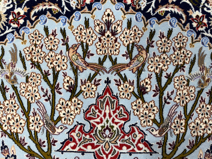 Hand-Knotted Pictorial Persian Isfahan Rug - 3’7”x5’7”