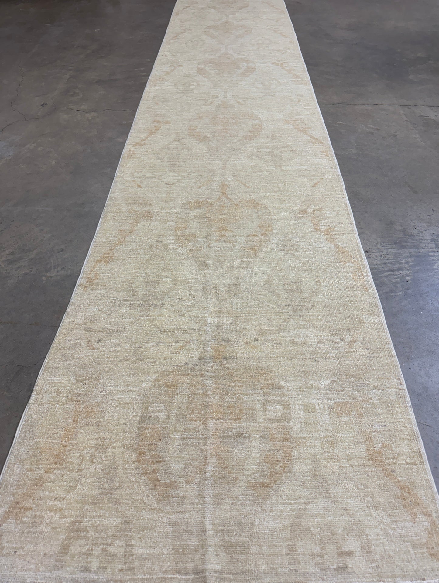 2’9”x13’6” Hand-Knotted Wool Abstract Runner 2x13 Handmade Beige Rug