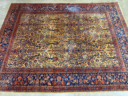 Antique Hand-Knotted Persian Kashan Rug - 8'8"x11'9"