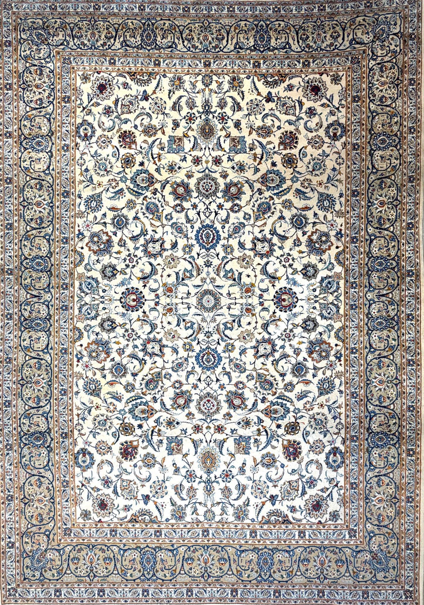 9’4”x13’3” Hand-Knotted Wool Persian Kashan Area Rug