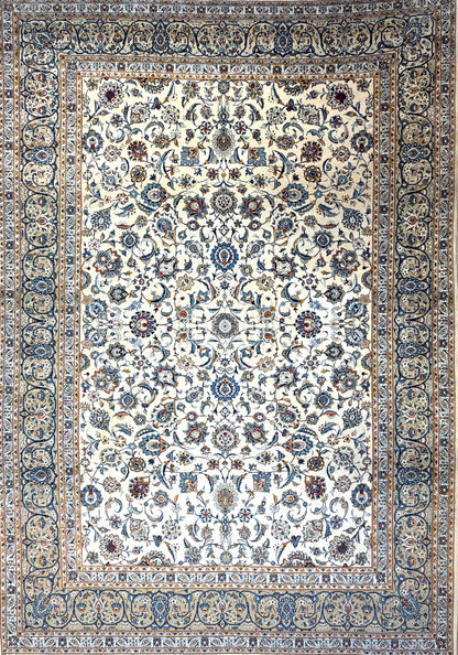 9’4”x13’3” Hand-Knotted Wool Persian Kashan Area Rug
