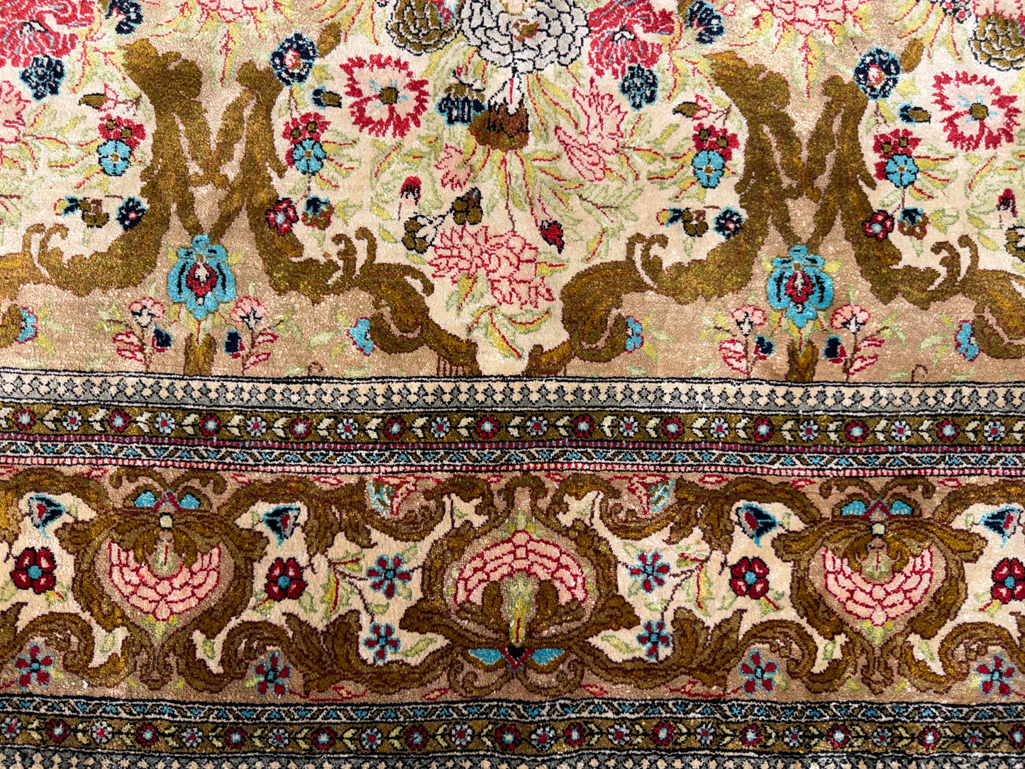 Hand-Knotted Silk Persian Qum Rug - 4’6”x7’2”