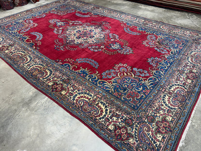 9’11”x15’4” Antique Hand-Knotted Persian Ravar Kerman Area Rug