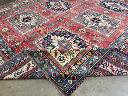 11’x12’3” Hand-Knotted Wool Kazak Area Rug