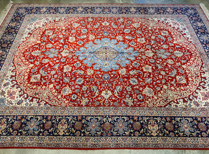 Antique Hand-Knotted Persian Isfahan Rug - Signed Zolfaghari - 8’10”x12’4”