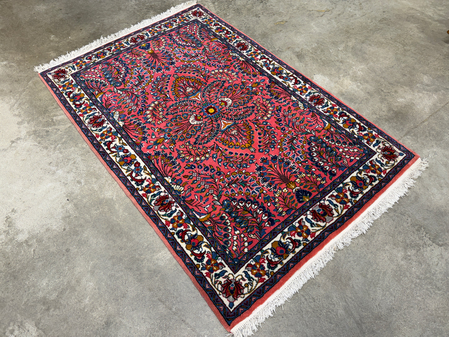 Hand-Knotted Persian Sarouk Rug - 3’8”x5’2”