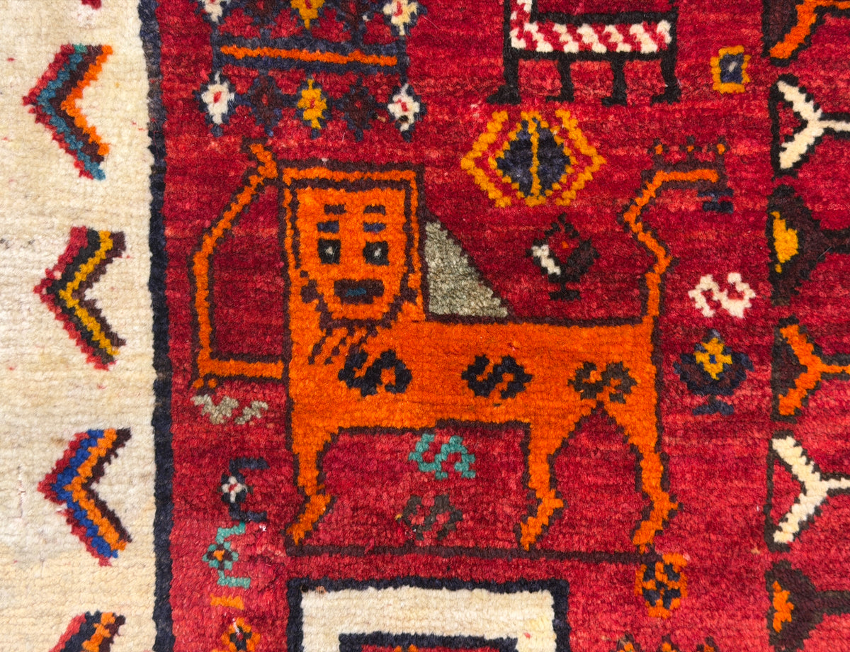 Hand-Knotted Persian Qashqai Gabbeh Rug - 4’6”x6’5”