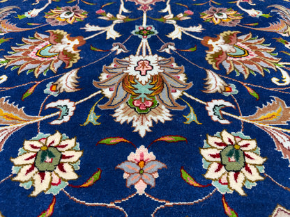 9’6” Diameter Very Fine Hand-Knotted Wool & Silk Round Tabriz Persian Rug - 9x9 Handmade Carpet