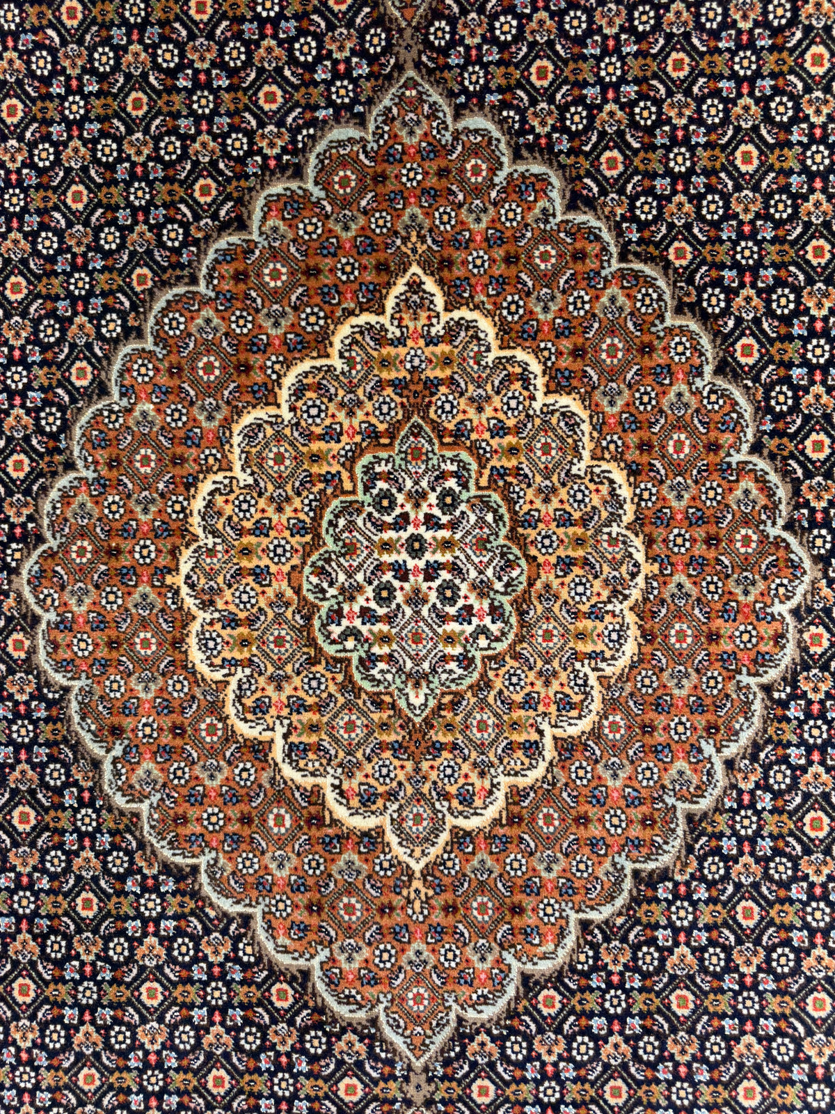 Hand-Knotted Persian Tabriz Mahi Rug - 5’x6’7”