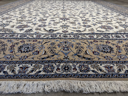 9’10”x12’11” Very Fine Hand-Knotted Persian Nain Signed Area Rug