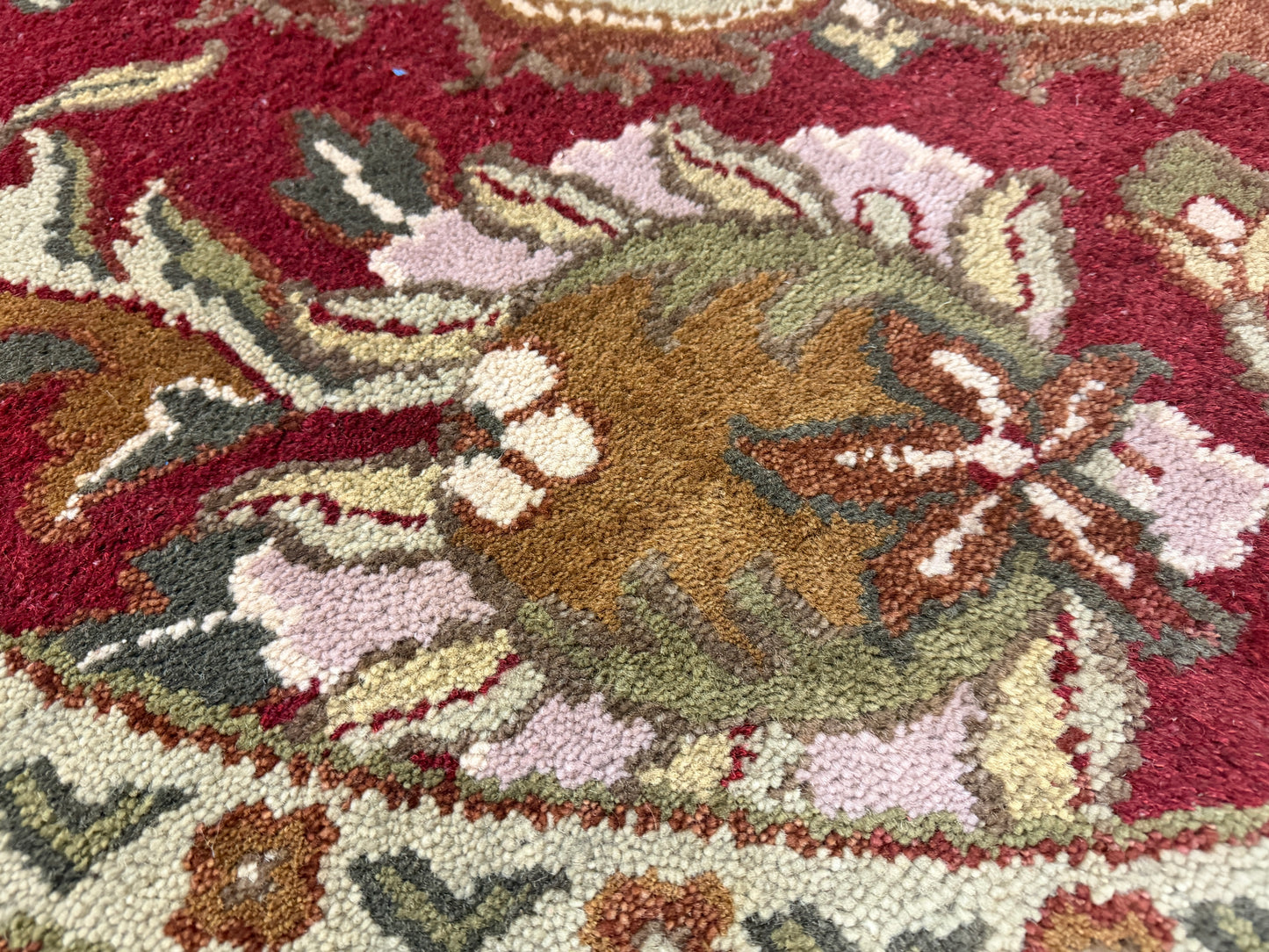 8’ Diameter Hand-Knotted Wool Indian Round Oriental Rug - 8x8 Handmade Carpet