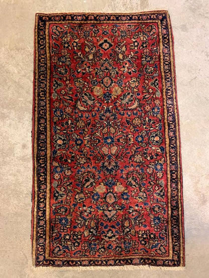 2'3"x3'11" Antique Handmade 100% Wool Persian Sarouk Rug