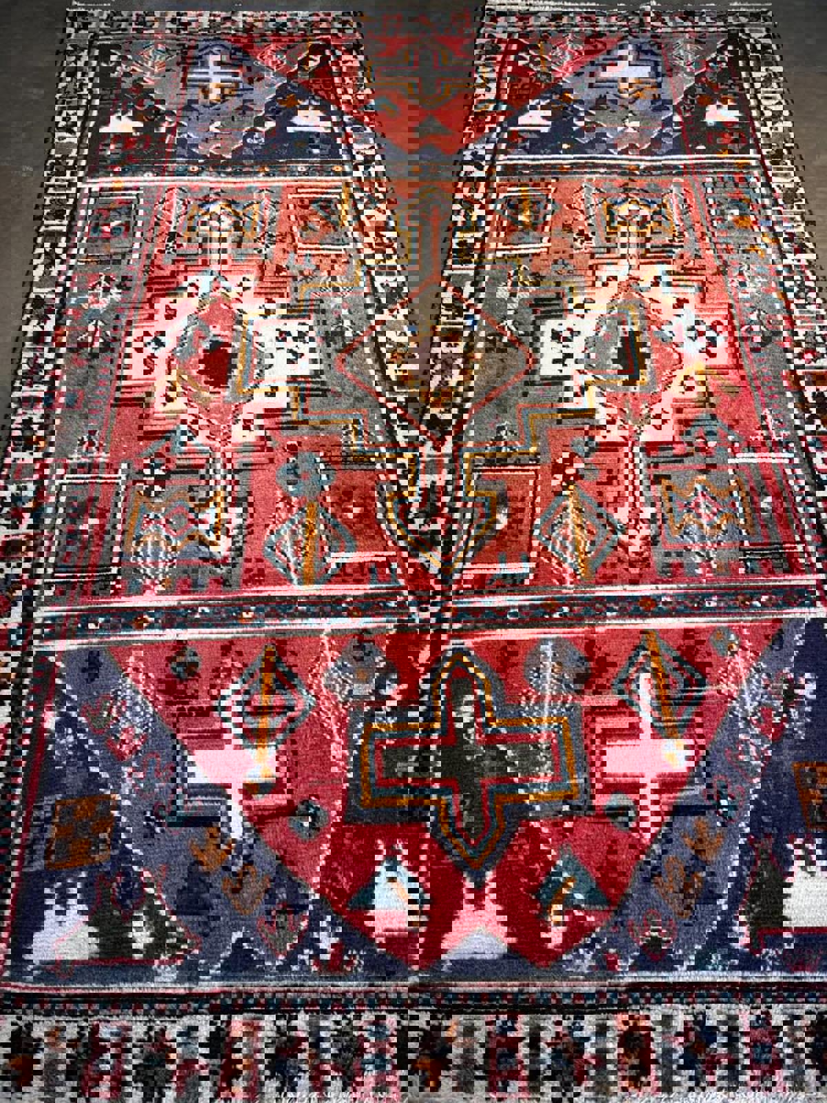 4'6"x6'9" Handmade 100% Wool Persian Hamadan Rug