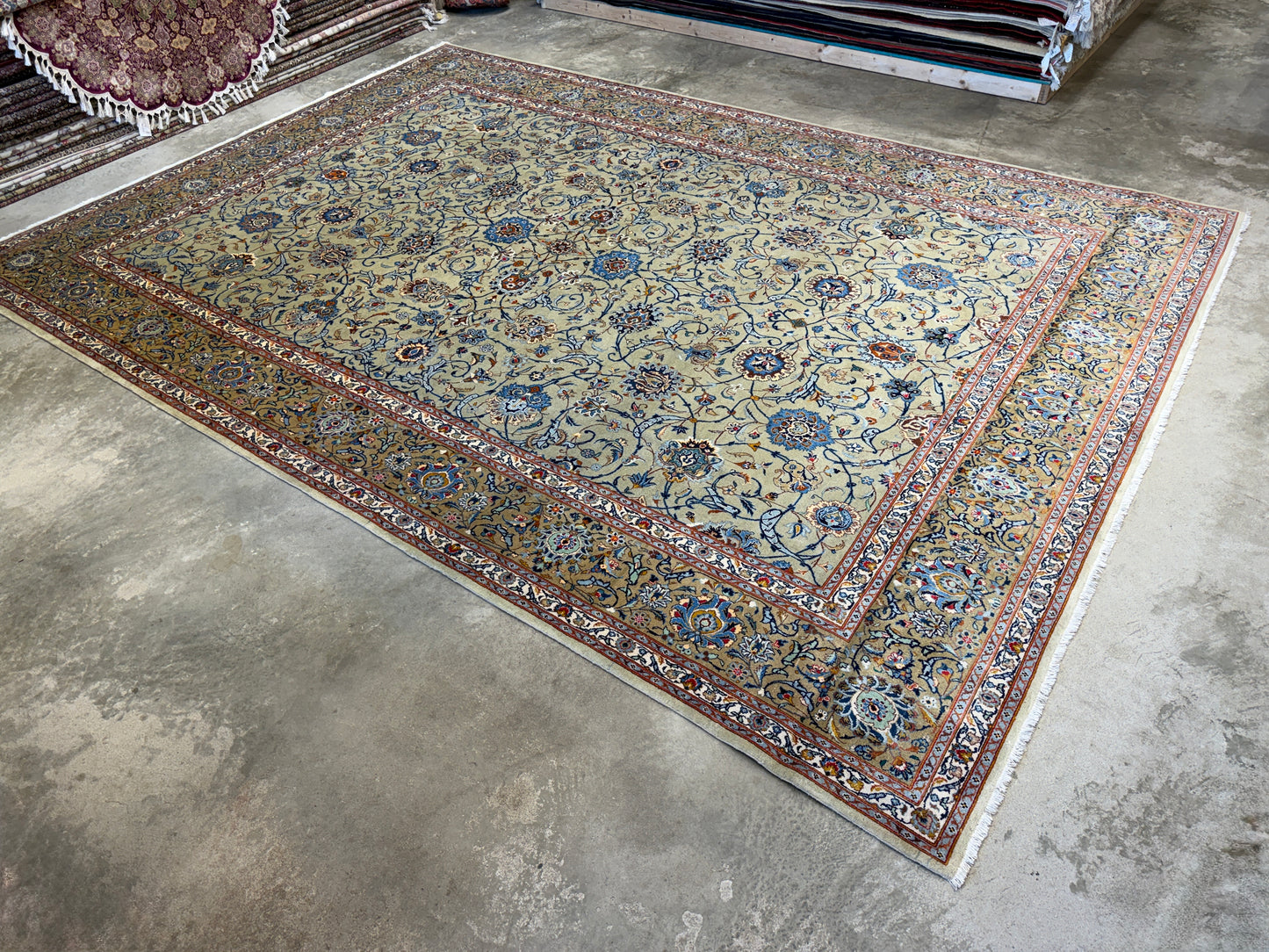 Hand-Knotted Persian Kashan Rug - 9’9”x13’8”