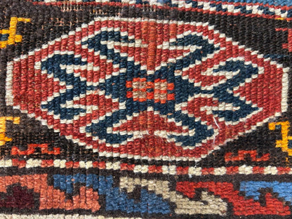 4'4"x6'4" Antique Hand-knotted Wool Geometric Caucasian Area Rug - Russian 4x6