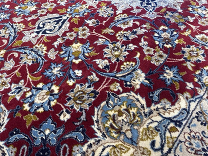 3’7”x5’3” Hand-Knotted Fine Wool & Silk Isfahane  Area Rug - Handmade Carpet 3x5