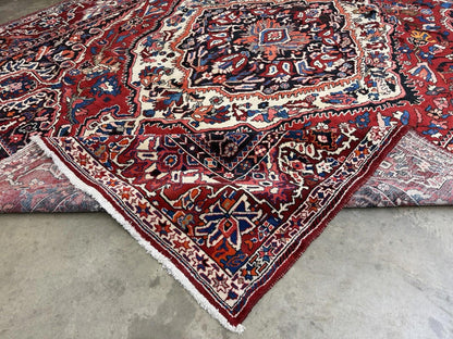 10x12 Vintage Hand-Knotted Bakhtiarie Rug Antique Handmade Red Oriental Tribal