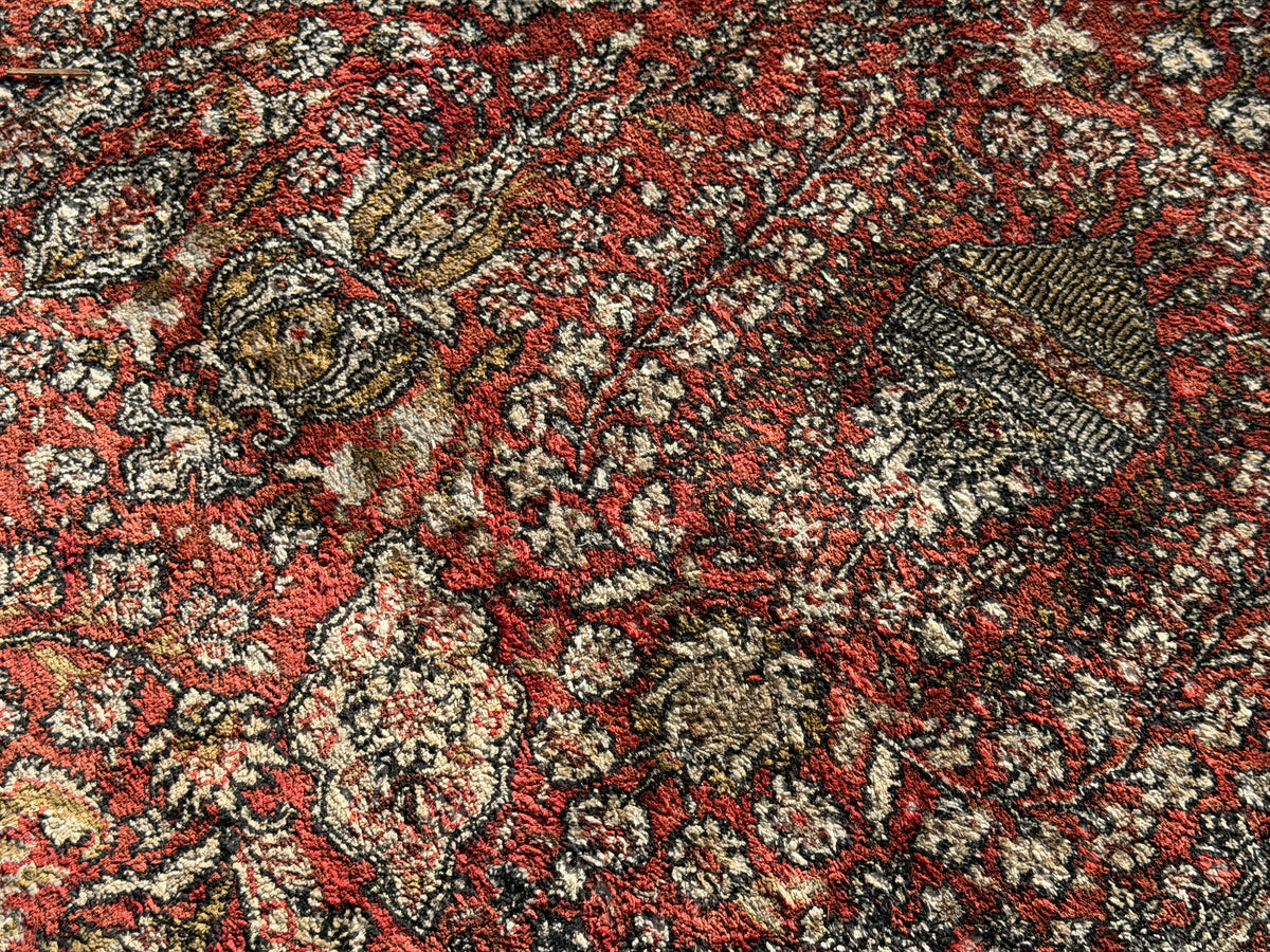 Antique Hand-Knotted 100% Kashmiri Silk Rug - 9’4”x12’