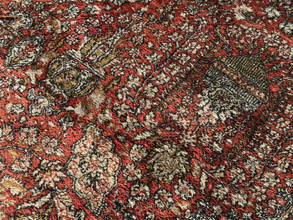 Antique Hand-Knotted 100% Kashmiri Silk Rug - 9’4”x12’