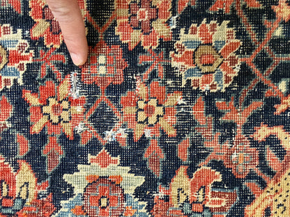 4’3”x6’5” Antique Hand-knotted Wool Kashan Persian Rug 4x6 Animal Handmade Carpet