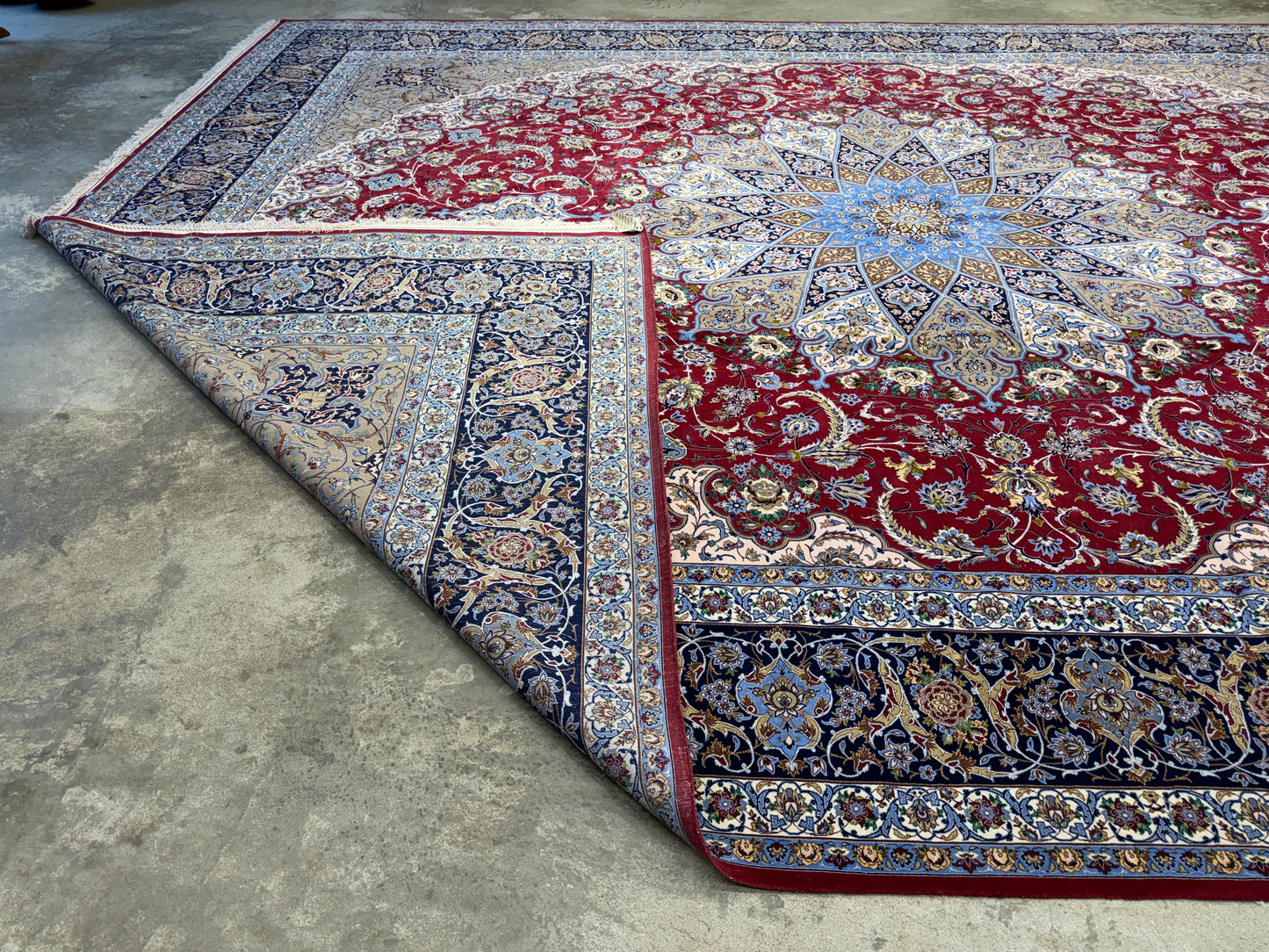 13’x16’10” Hand-Knotted Persian Isfahan Signed Asachi Area Rug