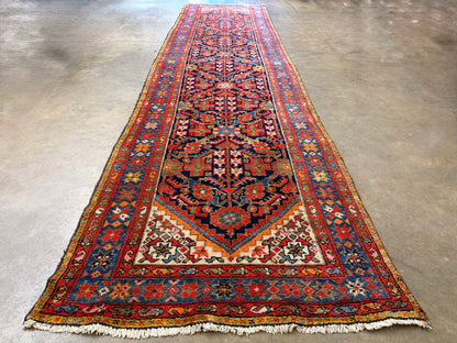 Hand-Knotted Malayer Runner - 3’5”x13’9”