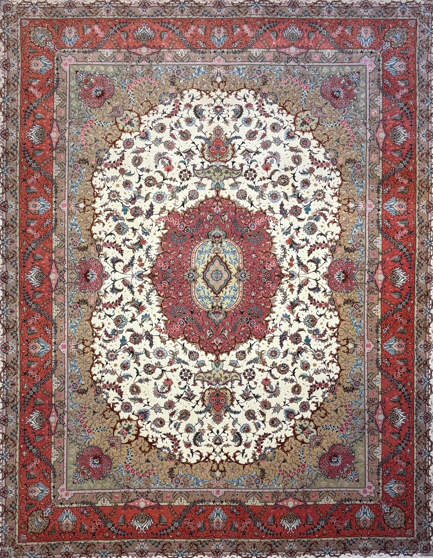 10’x12’9” Fine Hand-Knotted Persian Tabriz Area Rug