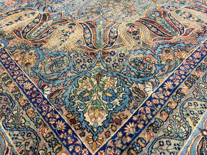 11’x14’10” Antique Hand-Knotted Fine Wool Persian Kerman Area Rug Handmade