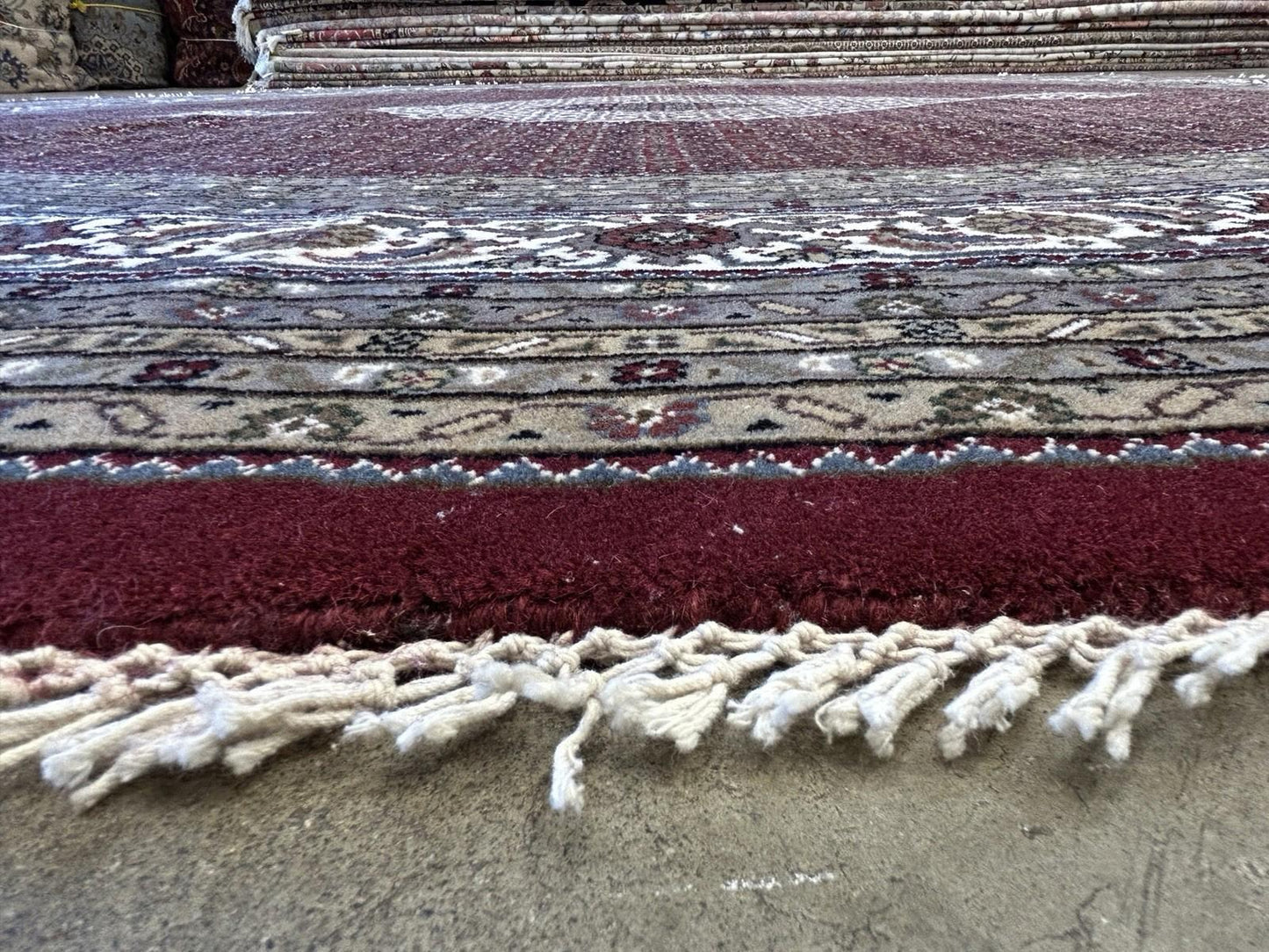 10’ Diameter Hand-knotted Wool Round Area Rug - Handmade Carpet 10x10 Burgandy