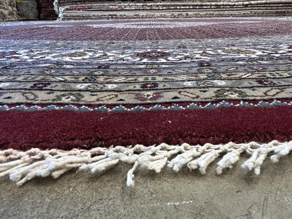 10’ Diameter Hand-knotted Wool Round Area Rug - Handmade Carpet 10x10 Burgandy