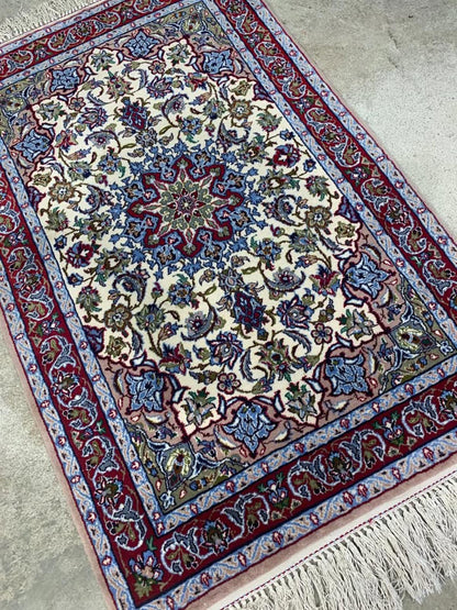 2'3"x3'7" Very Fine Handmade Silk & Wool Persian Isfahan Rug