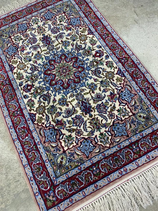 2'3"x3'7" Very Fine Handmade Silk & Wool Persian Isfahan Rug