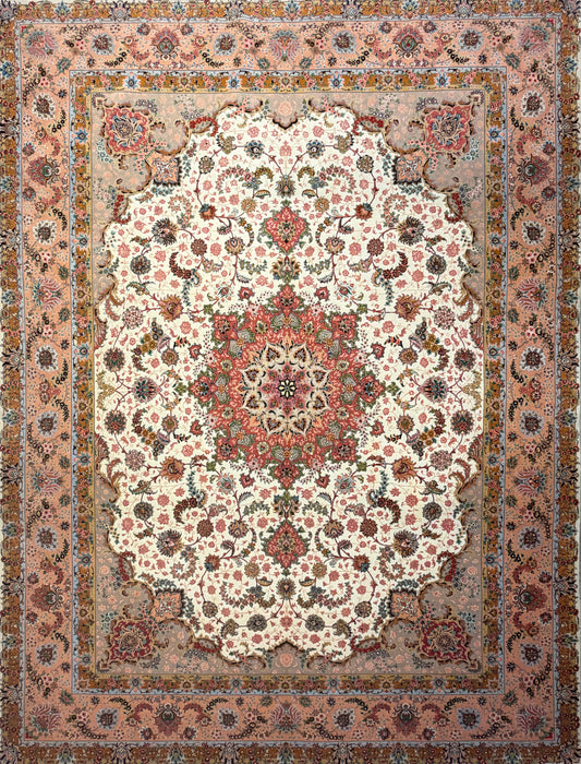 Hand-Knotted 70 Raj Persian Tabriz Rug - 10’x13’5”