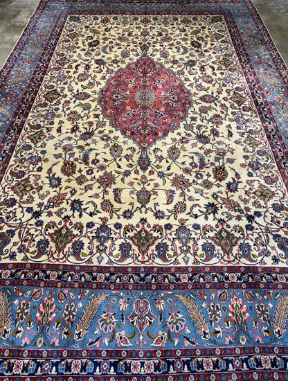 9’6”x14’6” Hand-Knotted Persian Kashan Area Rug