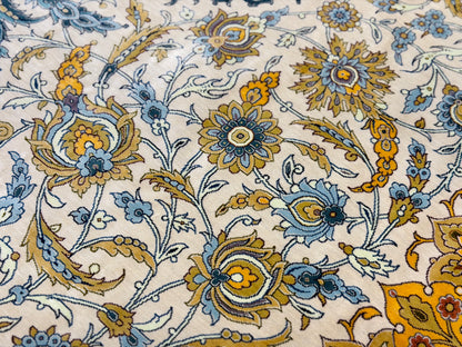 Luxurious Hand-Knotted 100% Silk Persian Qum Rug - Signed MirMahdi - 7'3"x10'7"