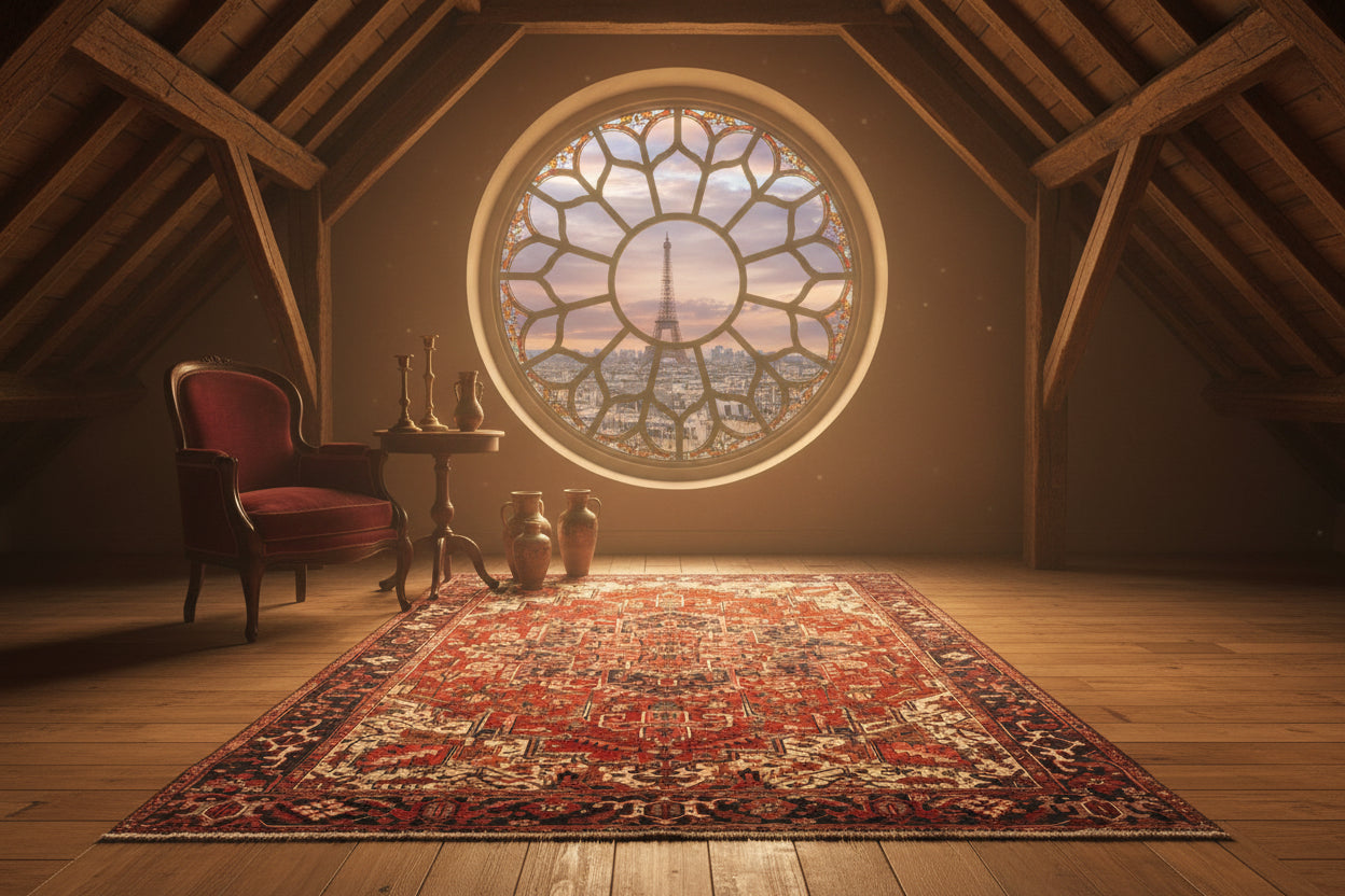 Hand-Knotted Persian Heriz Rug - 9’1”x11’11”