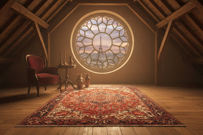 Hand-Knotted Persian Heriz Rug - 9’1”x11’11”