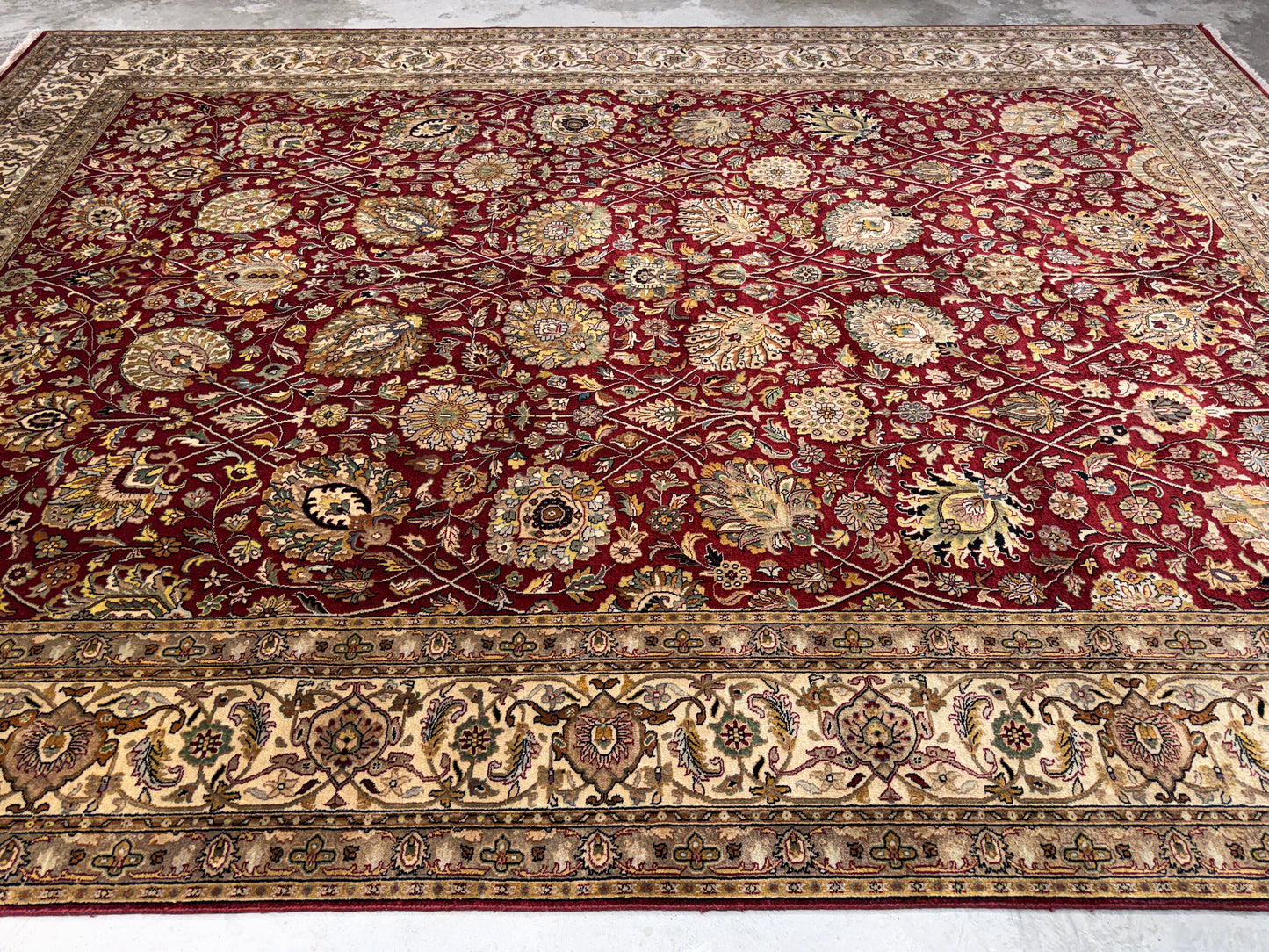 8’9”x12’3” Hand-Knotted Very Fine Wool Agra Area Rug 50 Raj