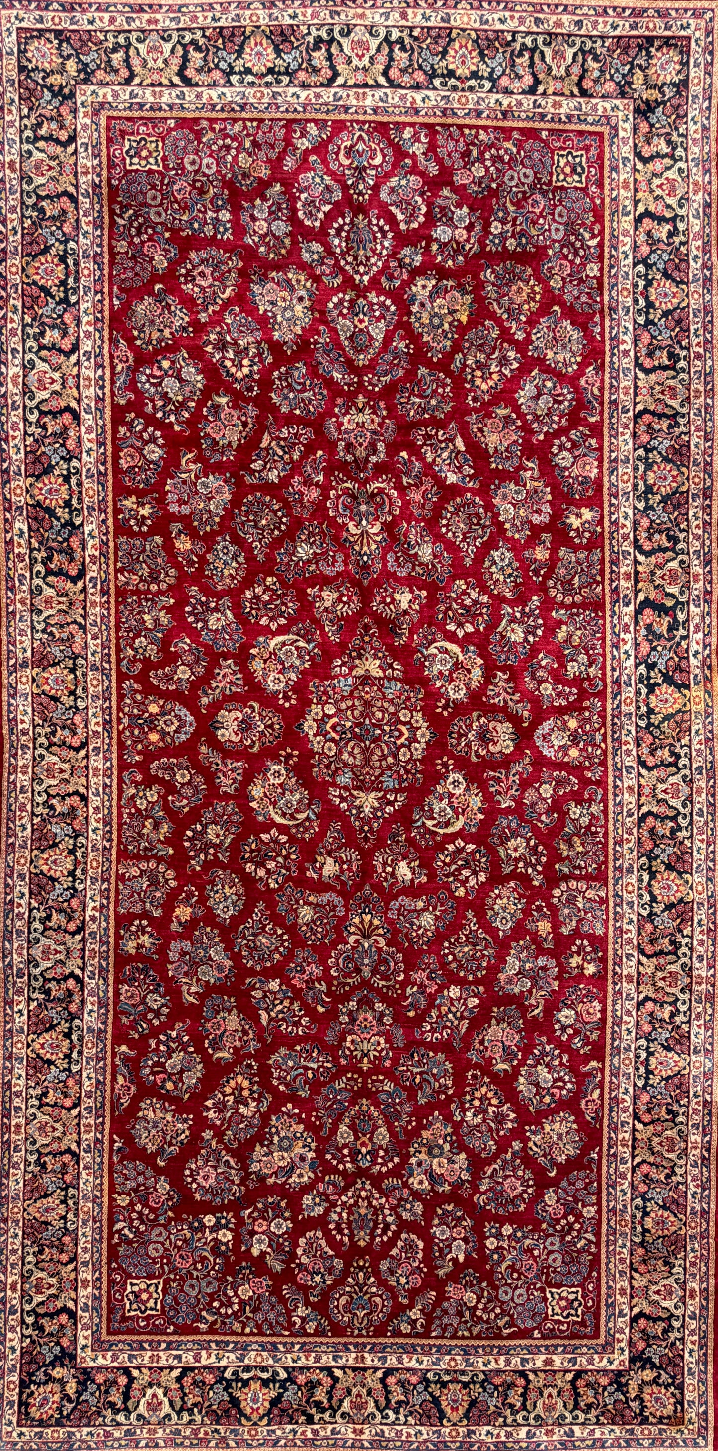 Hand-Knotted Persian Sarouk Rug - 10’1”x19’11”